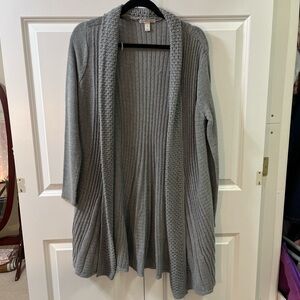 Dana Buchman Gray Ribbed Open Cardigan